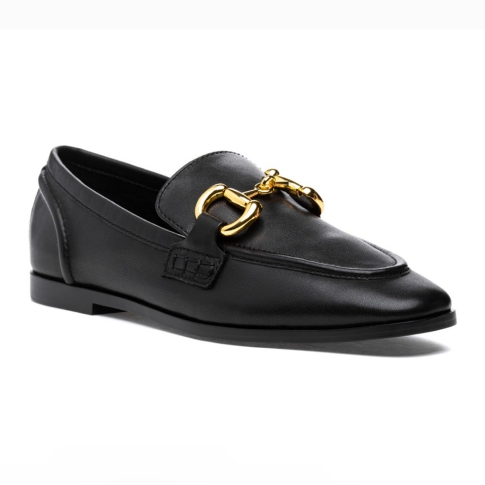 Jeffrey Campbell Velviteen Black Leather Horse Bit Loafers